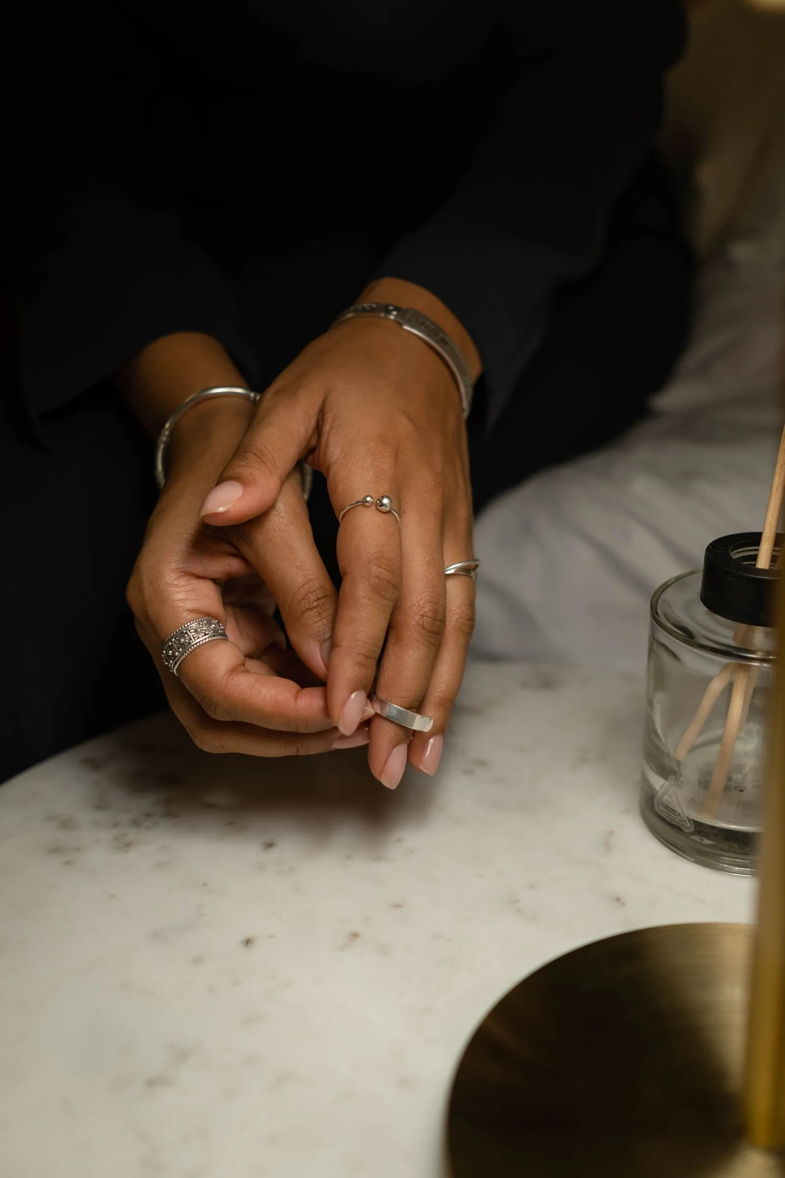 Chandrika Oxidised Statement Ring — styled