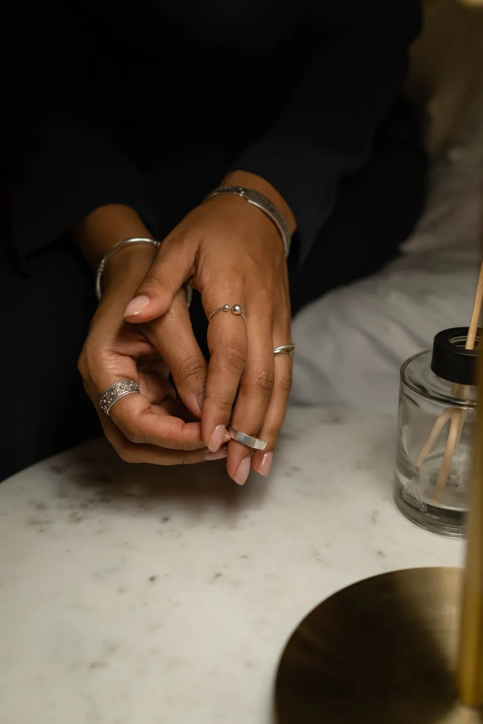 Chandrika Oxidised Statement Ring — styled