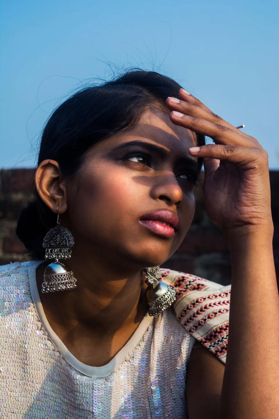 Mayur Meenakari Jhumkas — styled