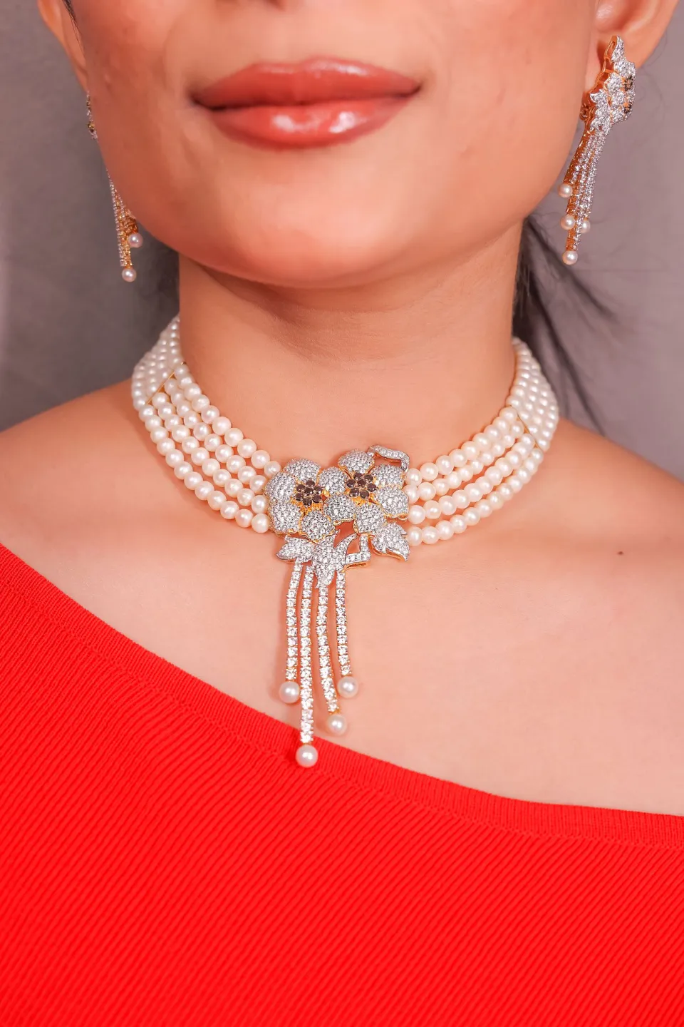 Gulaab Pearl Floral Choker